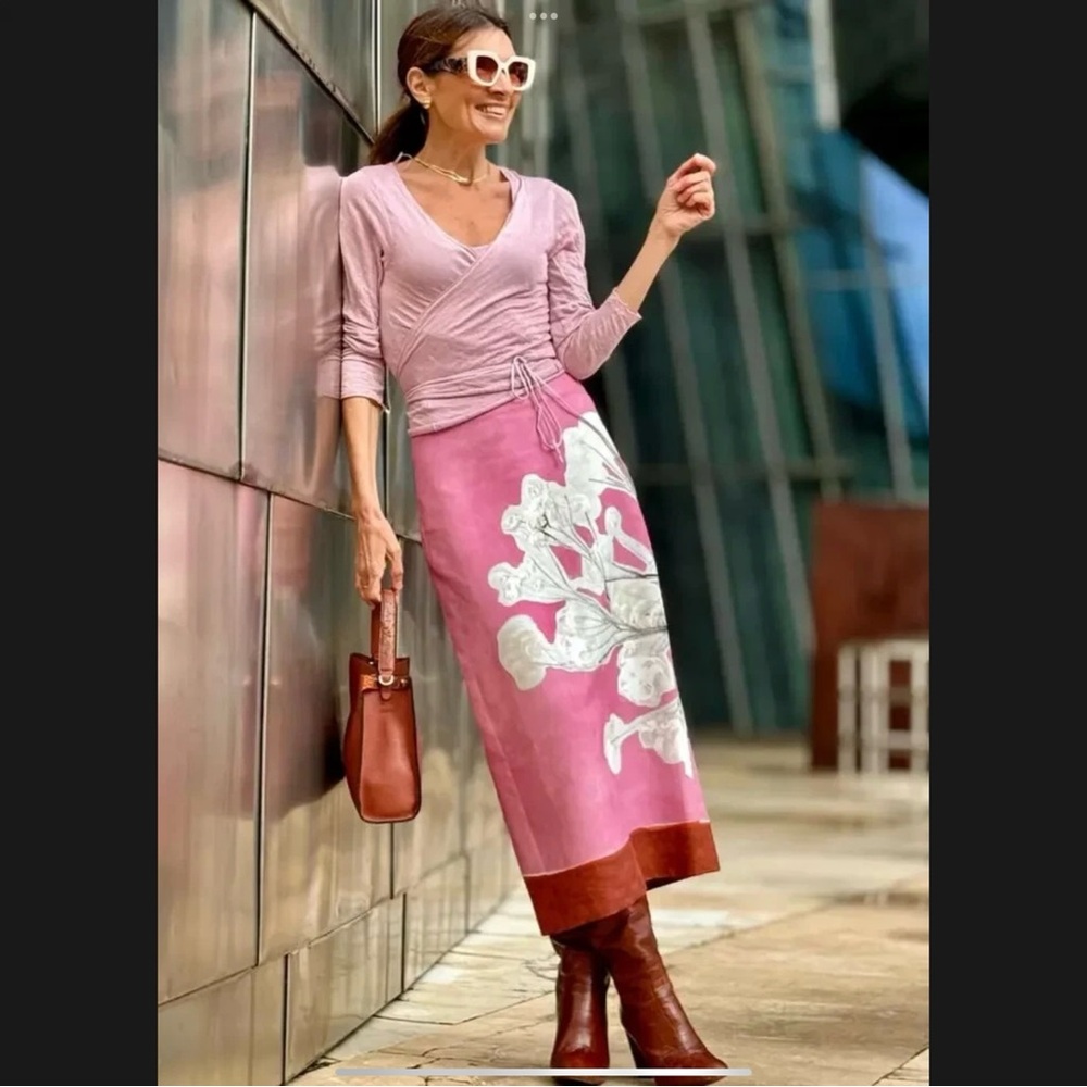 Zara Linen Blend Midi Skirt